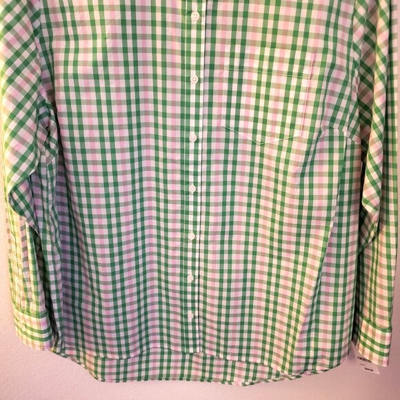On 34th Gingham Green & Pink 100% Cotton Long Sleeve Button Up Size 2X NWT - Picture 4 of 9